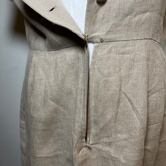 Vintage‎ Maggy London 100% Linen Maxi Dress Beige Size 10 Belt 80s 90s Business - Picture 7 of 15
